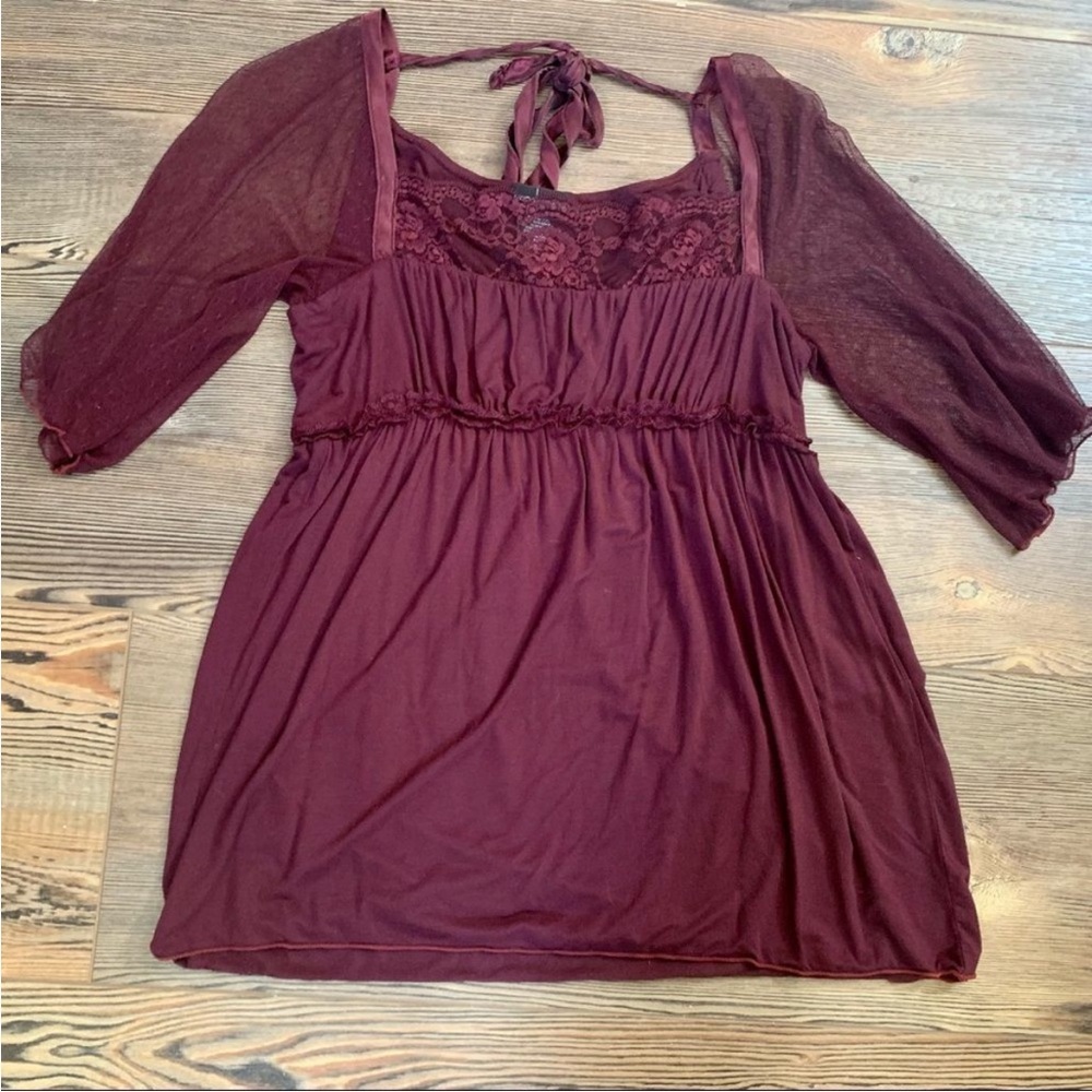 Moda International Burgundy Lace Top